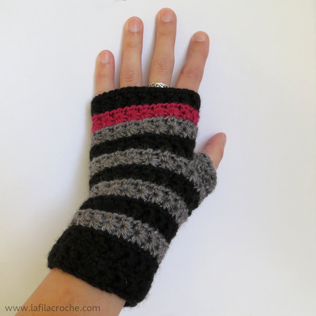 Mitaines à rayures au crochet
