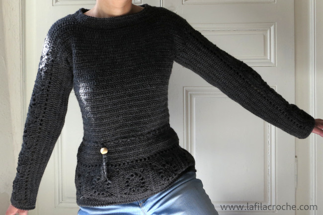 Gros pull gris au crochet