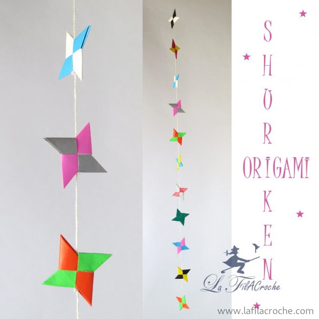 Guirlande de shurikens en origami