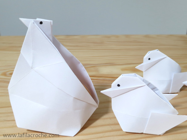 Poule et poussins origami de Simon Andersen