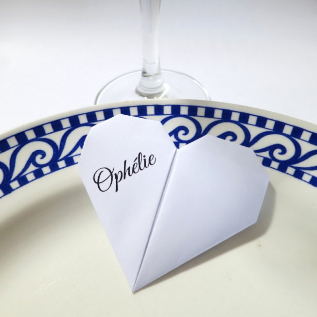 Marque-place cœur en origami