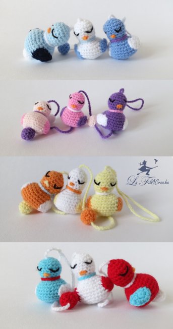 Guirlandes d’oiseaux multicolores crochetés