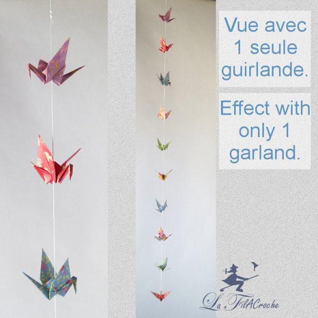 Guirlande origami avec des grues