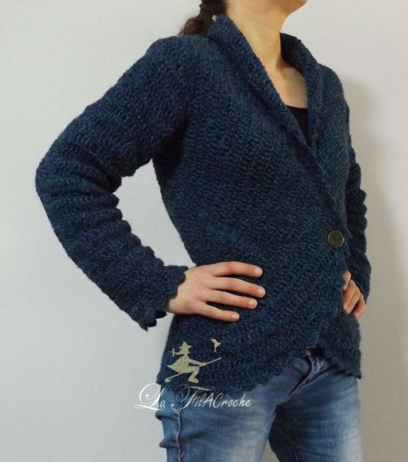 Veste au crochet modèle Calypso de Drop Design
