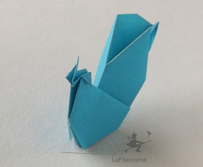 Coq en papier bleu