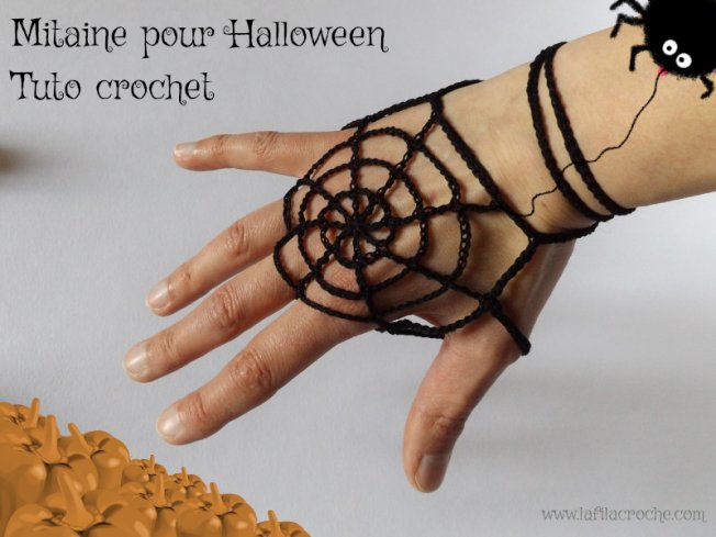 Mitaine toile d’araignée au crochet