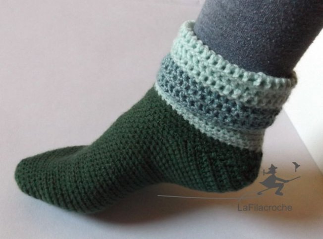 Chaussette verte au crochet