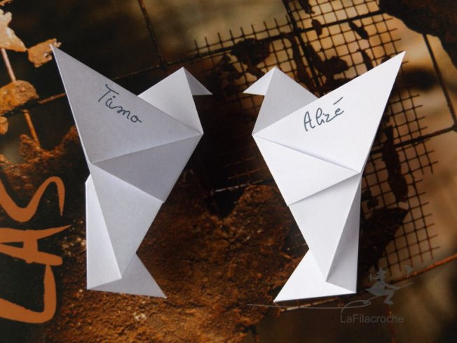 Marque-places tourterelles en origami