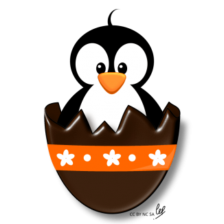 Petit Tux dans son oeuf avec un fond transparent
