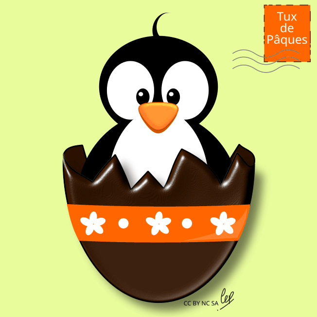 Petit Tux dans un œuf de Pâques