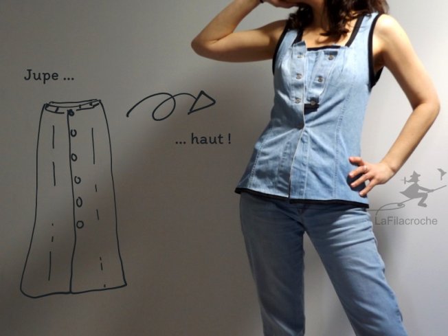 Jupe recyclée en haut
