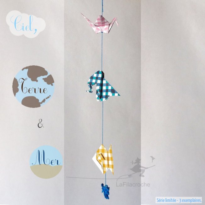 Guirlande en origami ciel terre et mer