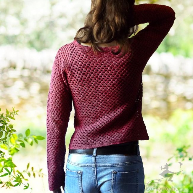 Dos du pull crochet top-down