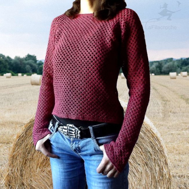 Pull top-down au crochet point granny