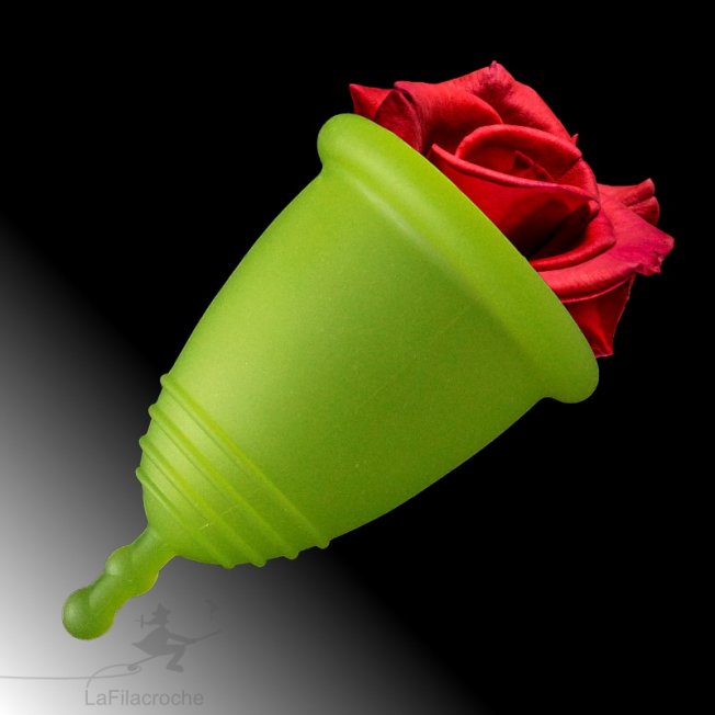 Photomontage coupe menstruelle et rose rouge