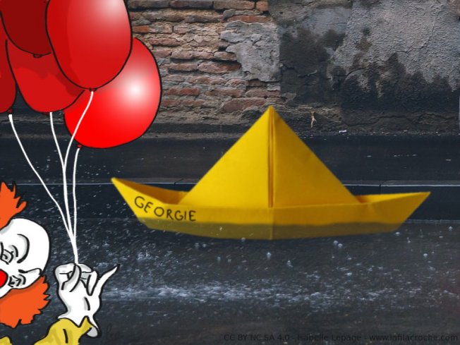 Photo montage bateau de Georgie Ça de Stephen King en origami
