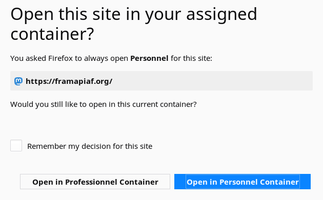 Capture du choix de l’ouverture de l’url
