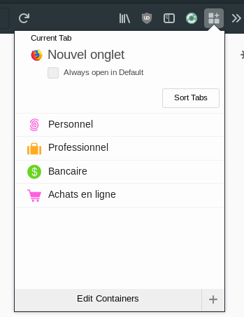 Capture d’édition des conteneurs Firefox