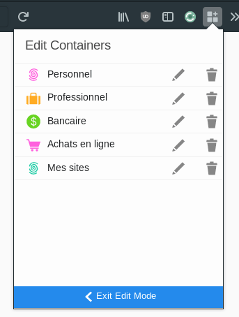 Capture modification des conteneurs Firefox