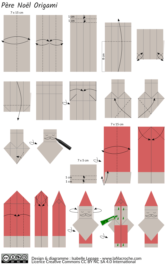 Diagramme Père Noël en origami