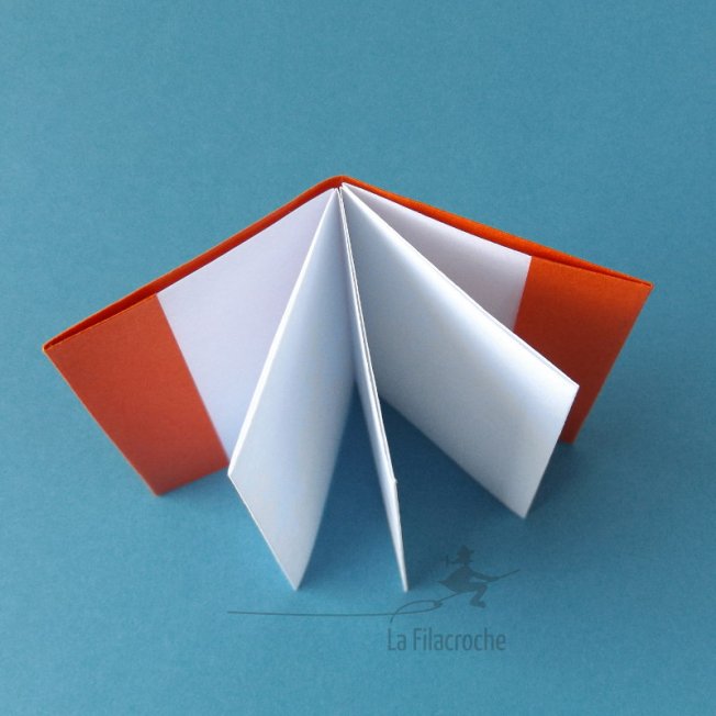 Juste la place pour écrire quelques mots, sauf si vous écrivez en pattes de mouche Vue des pages du mini carnet en origami