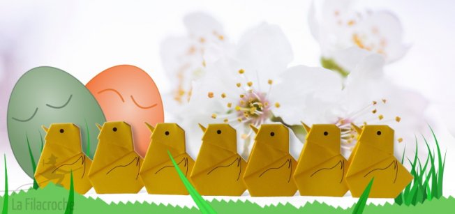 Procession de poussins en origami