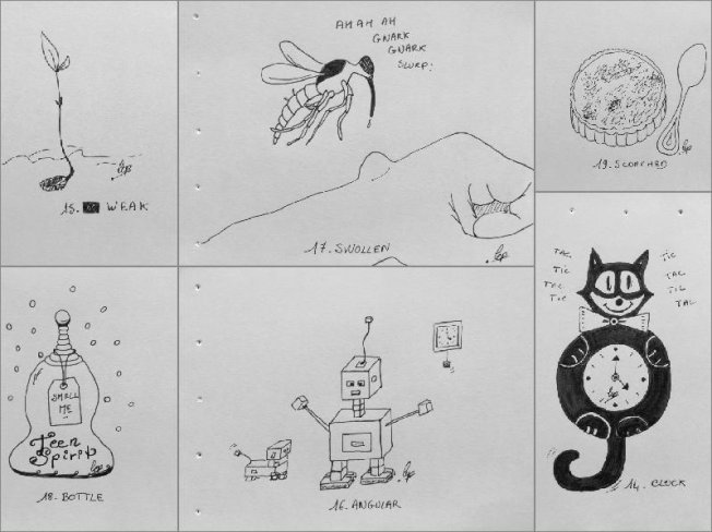 Mes dessins d’inktober jours 14 à 19