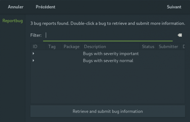 Capture reportbug debian 12