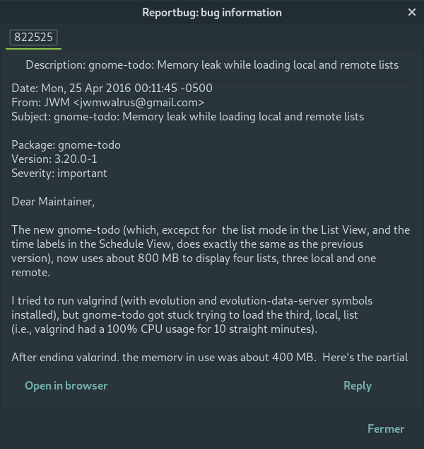 Capture reportbug debian 13