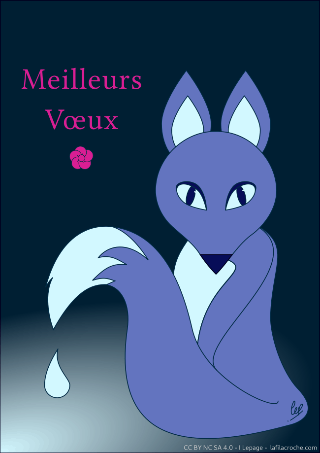 Bonne année ! Vœux illustration renard bleu