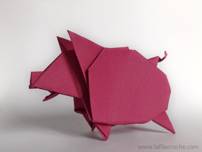 Pliage cochon en origami de Jo Nakashima