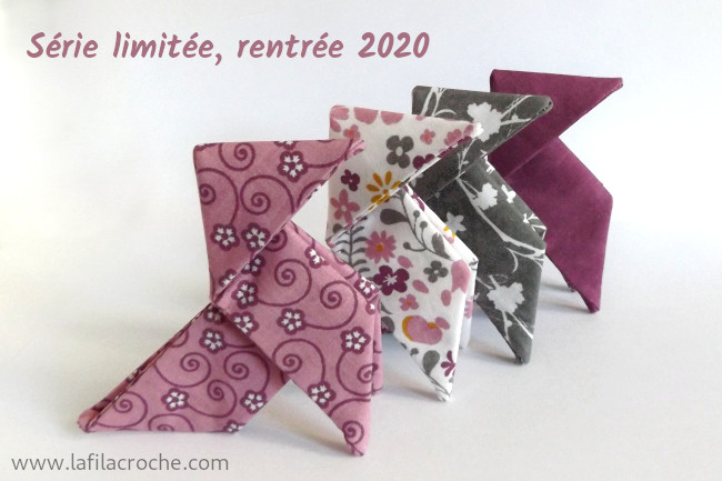 4 cocottes origami en tissus unis et fleuris