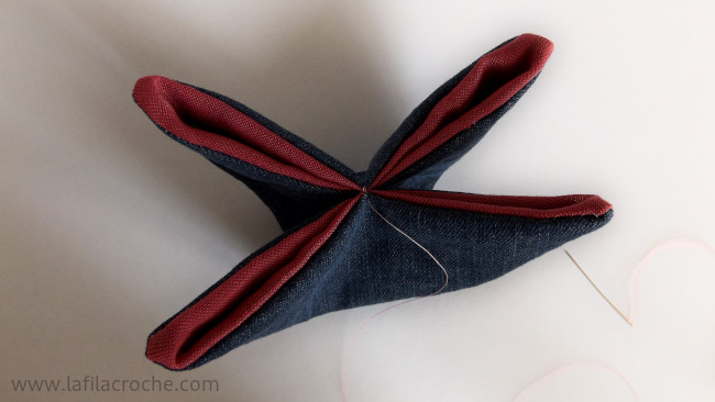 Vue du dessus avec les points de couture