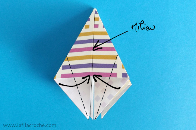 Explications fleur clochette origami étape 1