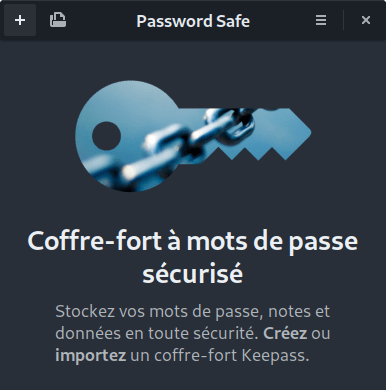 Fenêtre d’accueil de Password Safe