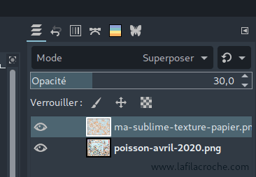 Capture d’écran du mode de fusion et de l’opacité du calque