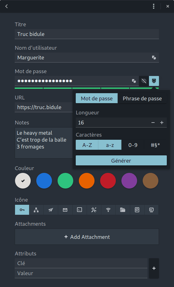 Fenêtre de création ou modification d’une entrée