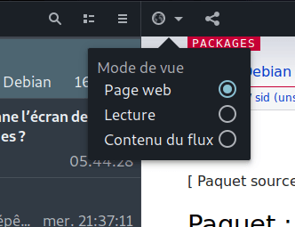 Capture écran des options d’affichage des articles