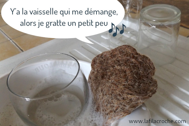 Tawashi au crochet en fil de jute