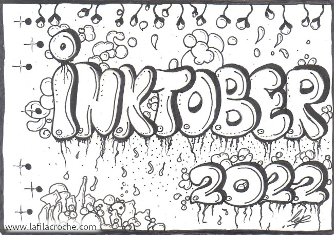 Illustration pour la couverture de mon carnet de dessins d’inktober 2022