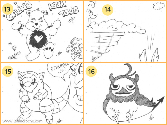 Dessins 13 à 16 pour inktober