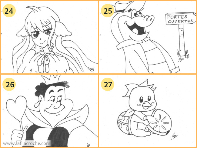 Dessins 24 à 27 pour inktober