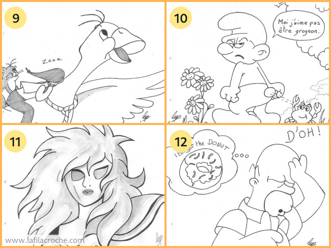 Dessins 9 à 12 pour inktober