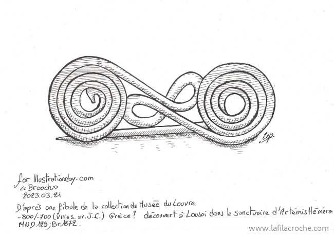Dessin d’une broche composée de deux spirales