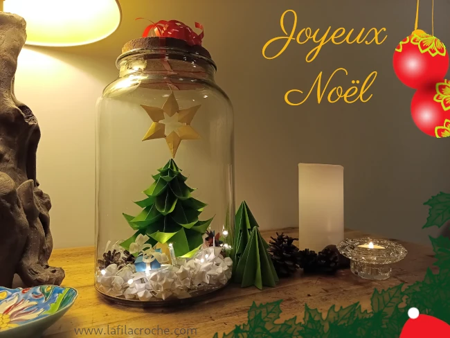 Ma déco de Noël avec des origami dans un bocal